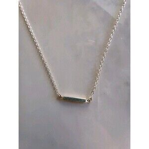 Sterling Silver 925 Bar Pendant Necklace Minimalist  Adjustable